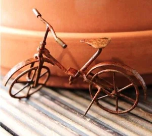 Miniature Dollhouse Fairy Garden Micro Rusty Metal Bicycle - Buy 3 Save $5 - Picture 1 of 1