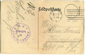 Feldpost-Karte Stempel AACHEN 18. 9. 1915 nach EHRENBREITSTEIN /KOBLENZ - Picture 1 of 2