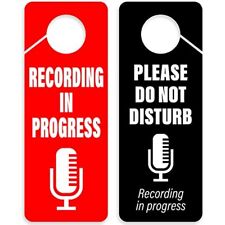 Recording in Progress-Please Do Not Disturb Sign Hanger 2Pack Double Sided