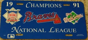 Atlanta Braves 1991 National League Champion/World Series Plastic License Plate - Picture 1 of 2