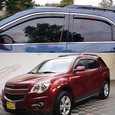 In-Channel Smoke Window Visors For 2010-2017 Chevy Equinox Sun Rain Guard US - Image 1 of 4