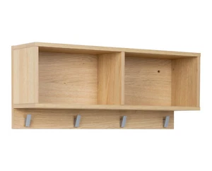 Wandregal Elina 2 offene Fächer 4 Kleiderhaken Nagano-Oak Dekor - Bild 1 von 4