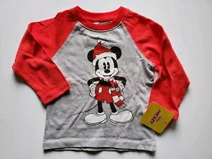 New Boy's Disney Mickey Mouse Long Sleeve Shirt Christmas Size 18 Months - Picture 1 of 9