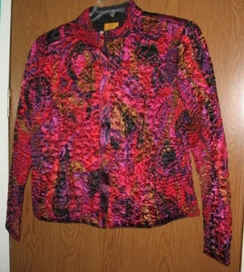 Ruby Rd Womens Jacket Blazer Petite Size XL Hot Pink Satin Quilted - Picture 1 of 4