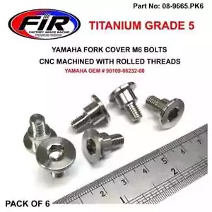 TITANIUM LOWER FORK COVER GUARD BOLTS PACK OF 6 YAMAHA YZ125 YZ250 2008 - 2023 - Foto 1 di 3