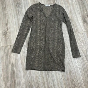 Zara snake print v neck shirt dress size Medium - Picture 1 of 7