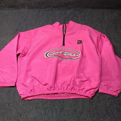 Chaqueta cortavientos estilo surf vintage adulto talla única rosa intenso años 90 1/4 cremallera Foto 1 de 4
