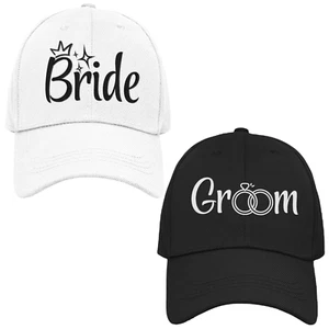 Bride Groom Caps Set Engagement Wedding Honeymoon Groom Wife Cap Hat Couple Gift - Picture 1 of 11