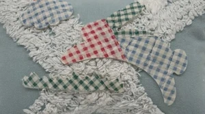 NEW Handmade Easter Leaping Bunny Pillow Vintage Chenille Bedspread So Cute! - Picture 1 of 8