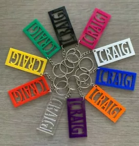 Personalised Acrylic Keyring Any Name Engraved Keychain Any Colour - Picture 1 of 19