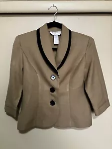 Studio I Petite Women's Blazer Jacket Size 4P Tan Button Up - Picture 1 of 5