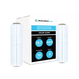 Cast Machine Pallet Stretch Wrap Clear Shrink Film 19.7"x6500' 70 Ga 2 Rolls - Picture 1 of 6