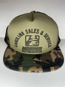 Vintage Camo Mariner Outboards Hat Advertising Carolina Sales & Services - Picture 1 of 9
