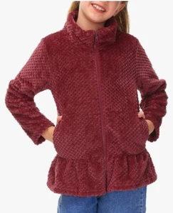 L-(9-10), XL-(11-12)- Girls Stand Up Collar Full Zip Fleece Jacket wPockets Kids - Picture 1 of 7