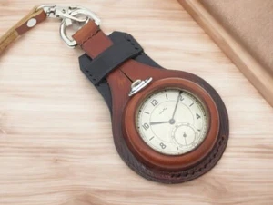 Nuevo Dos Tonos Negro - Coñac Primera Guerra Mundial Estuche de Cuero para Reloj de Bolsillo Segunda Guerra Mundial - Imagen 1 de 17