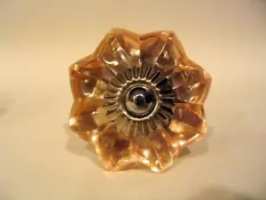 Glass Flower Drawer Pulls Cabinet Knobs Bifold Doorknobs in Light Peach - Picture 1 of 3