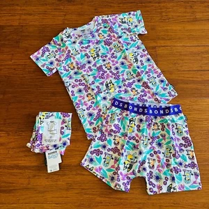 Bonds Bluey Playground Scooter White Purple Sleep PJ Set BNWT Pyjamas Size 8 - Picture 1 of 4