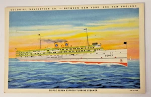 Triple Screw Express Turbine Steamer Vintage Linen Postcard 6A-H1049 New York - Picture 1 of 2