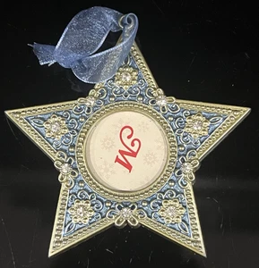 Bejeweled Aluminium Metall blau Sternform Foto Weihnachtsschmuck 3,5" - Bild 1 von 10