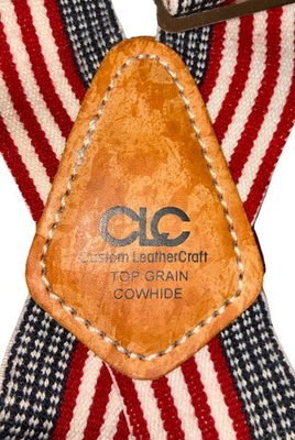 CLC Custom Leather Craft 2"  Suspenders Top Grain Cowhide Adjustable USA Flag - Image 1 of 4