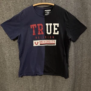 True Religion University Split T-Shirt Navy Blau Schwarz XXXL 438 - Bild 1 von 8