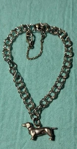 Bracciale Vintage 7 1/2" ER Argento Sterling Charm con Charm Bassotto 1" - Foto 1 di 3