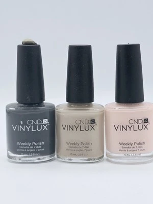 Juego de 3 esmaltes de uñas semanales CND Vinylux 0,5 oz asfalto, field Fox y Be Demure Foto 1 de 4