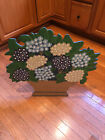 Vintage Large Hand Carved Hand Painted Wood Hydrangea Flower Basket Home Decor