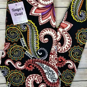 Mehrfarbige Paisley Leggings schwarz Basis Paisley butterweich ONE SIZE OS - Bild 1 von 5