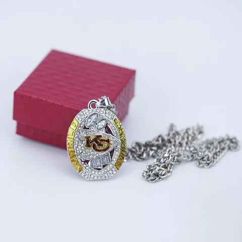 40CM Kansas City Chiefs 2022 2023 Necklace Super Bowl LVII Pendant Souvenir +box Cover