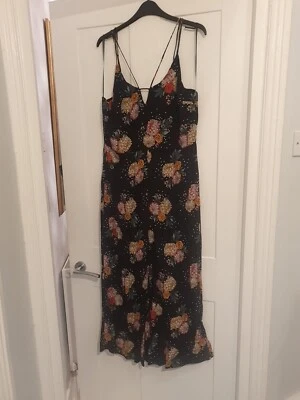 Bnwt Black Floral Strappy Cami Camisole Jumpsuit Original Topshop Size 14 - image 1 of 3