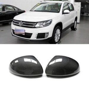 2Pcs Carbon Fiber Side Wing Mirror Replacement Caps Cover For Volkswagen Tiguan - Picture 1 of 10