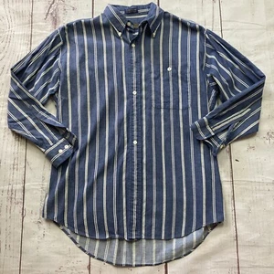 Vintage Chaps Ralph Lauren 16.5 32 33 Button Shirt Striped Pocket Chambray Blue - Picture 1 of 9