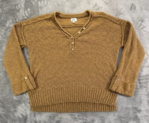 BKE Sweater Women Medium Dijon Henley Pullover Long Sleeve Knit 100% Acrylic - Picture 1 of 10