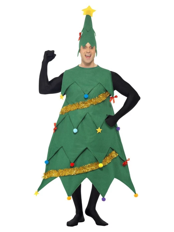 Disfraz de árbol de Navidad de lujo para hombre y mujer Vestido elegante de Navidad Conjunto de novedad Foto 1 de 1