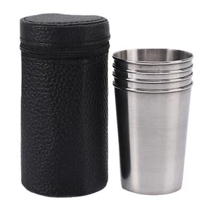 Stainless Steel Shot Glasses 4 pcs Food Grade Sport Stackable Water Cups Bottle - Picture 1 of 8