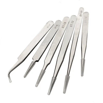 6pcs Anti Static Stainless Steel Tweezers Maintenance Tools TS 10-15 New. - Image 1 of 4