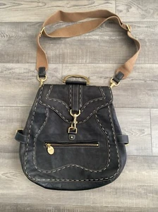 Tracey Reese Huge Black Crossbody Boho Saddle Cross Body Bag Purse Double Sided - Picture 1 of 24