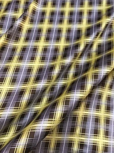 Check Plaid Yellow Brown Faux Silk Satin Fabric Material Shirts Scarf Wild Rags - Picture 1 of 10