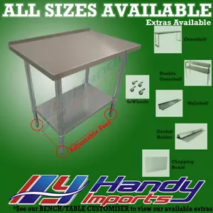 762 X 915mm NEW 430 STAINLESS STEEL WORK CORNER BENCH TABLE W/ SPLASHBACK - Picture 1 of 1