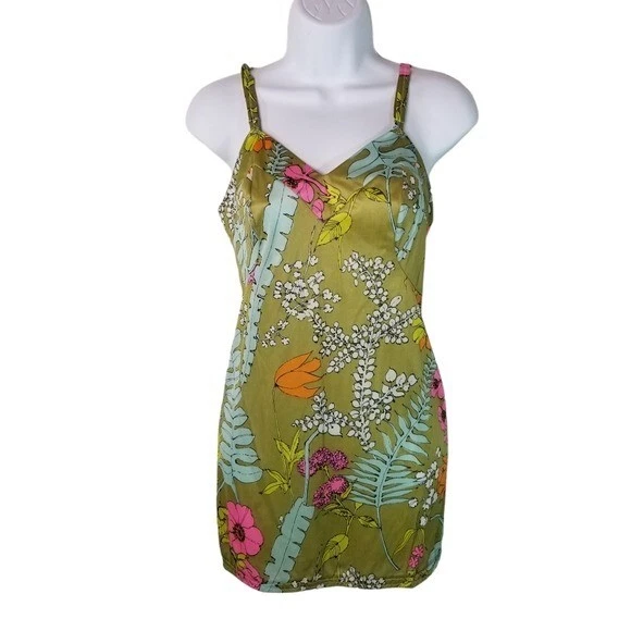 Vtg 60s Vanity Fair floral mod full slip go go psychedelic 32 - Image 1 of 4