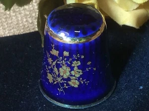 Vtg Limoges France Castle Enamel Paint & Porcelain Sewing Thimble 24k Gold Gilt - Picture 1 of 11