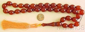 Prayer Worry Beads Komboloi Brown Amber Olive Faturan Type Resin - Picture 1 of 1