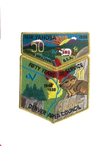 Boy Scouts 1998 Tahosa Lodge 383 50 aniversario 2 parches - Imagen 1 de 1