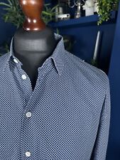 Joseph - Mens Shirt - Spotty Long Sleeved - Size 42 XL - 100% Cotton - Blue