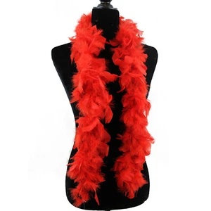 2 Pieces Red Color 25 Gram, 4 Feet Long Chandelle Feather Boa, Party, Wedding - Picture 1 of 2