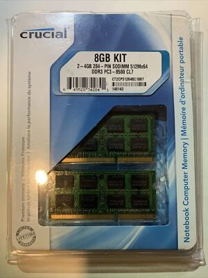 Crucial PC3-8500 4 GB SO-DIMM 1066 MHz DDR3 SDRAM Memory (CT2KIT51264BC1067) - Image 1 of 3