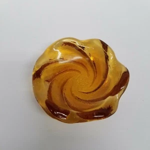 Vintage Heavy Amber Glass Swirl Style Ashtray Trinket Tray, Home Decor - Picture 1 of 5