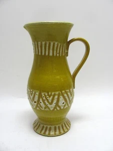 VTG MCM Mid Century Yellow Pitcher Pitcher - Stoneware Handled 9” ITALY - Picture 1 of 6
