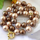 Joli collier perles rondes coquille mer du Sud marron 8-12 mm perle 14-48'